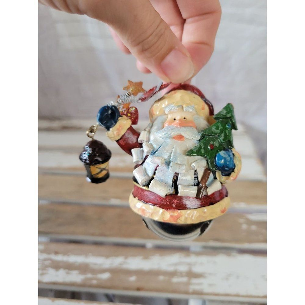 Santa Bell lantern‎ ornament Xmas holiday home tree decor